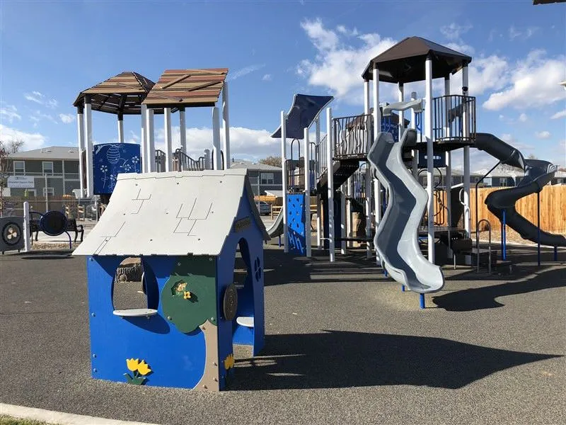 Mini park play house at Sheridan Square Park